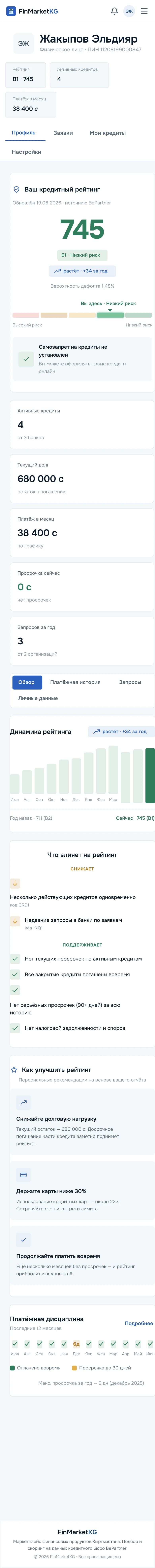 Personal account in the app