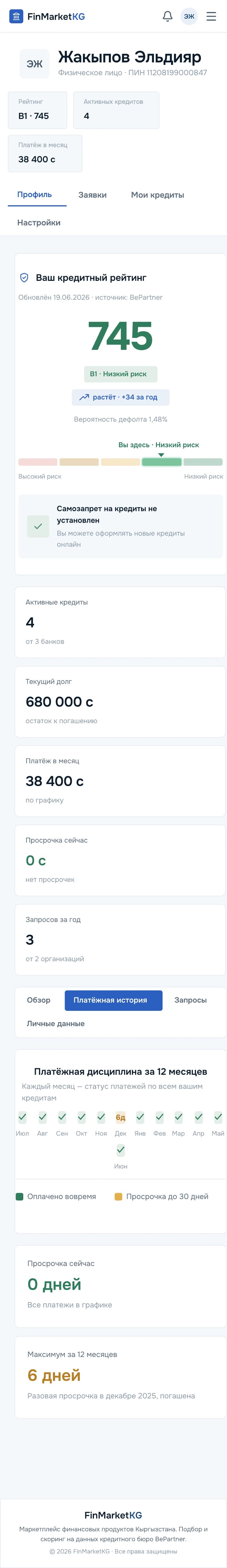 Payment history
